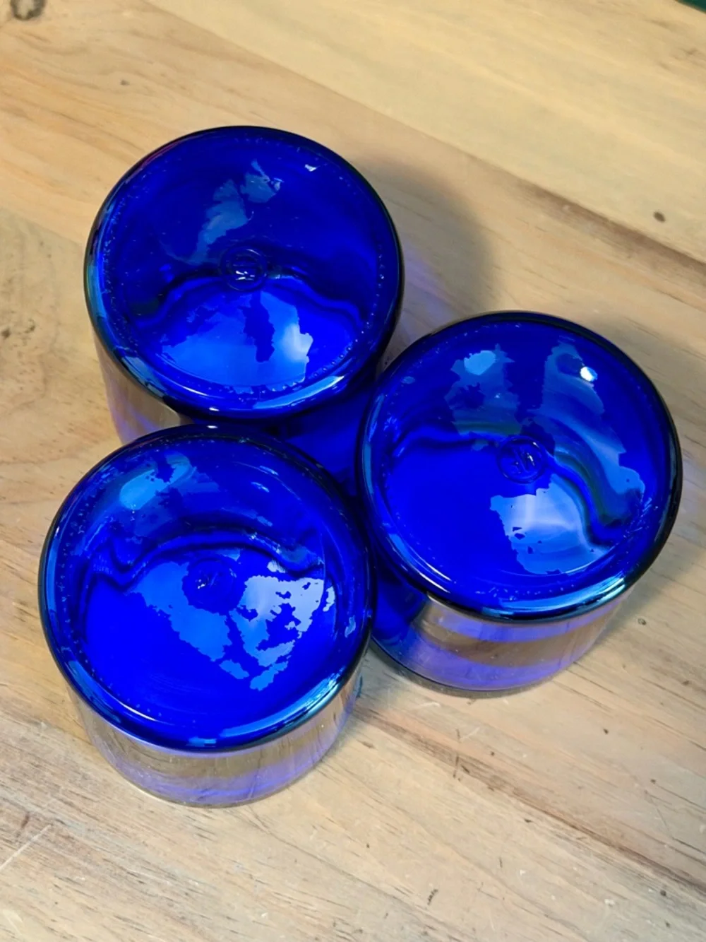 Cobalt Blue Glass Jars Set of 3 w/ Lids Midnight Decor Storage